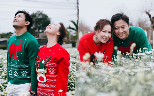 Diện đồ đôi, Quý Bình khoe Noel không cô đơn bên vợ mới cưới: Vợ chồng son quấn quýt