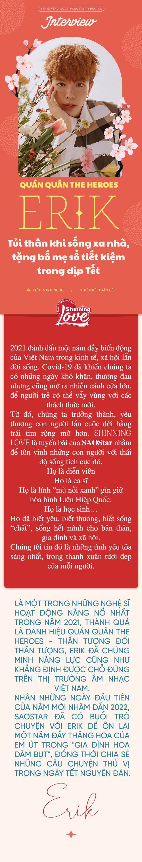 Quán quân The Heroes Erik: Tủi thân khi sống xa nhà, tặng bố mẹ sổ tiết kiệm trong dịp Tết