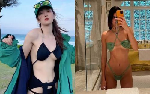 Mặc đồ bơi 'ngược' bắt chước Kendall Jenner, Lê Bống bị chê phản cảm