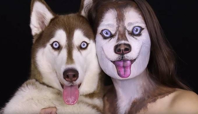 Chuyên gia trang điểm trổ tài hóa trang thành… chó Husky