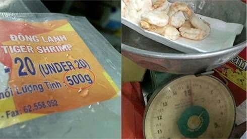 Gói tôm sú nửa kg còn 2 lạng