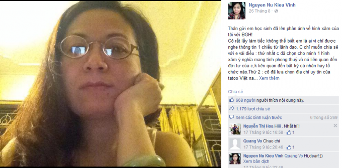 Tâm thư của cô giáo có hình xăm bị học trò tố gây sốt cộng đồng mạng