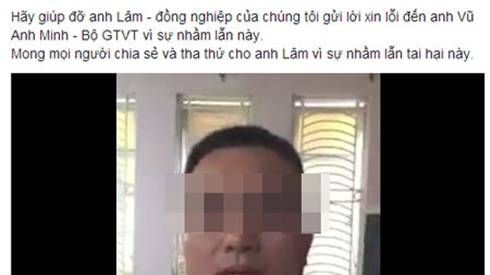 Người chồng quay clip xin lỗi vì tố nhầm Vụ trưởng ngoại tình