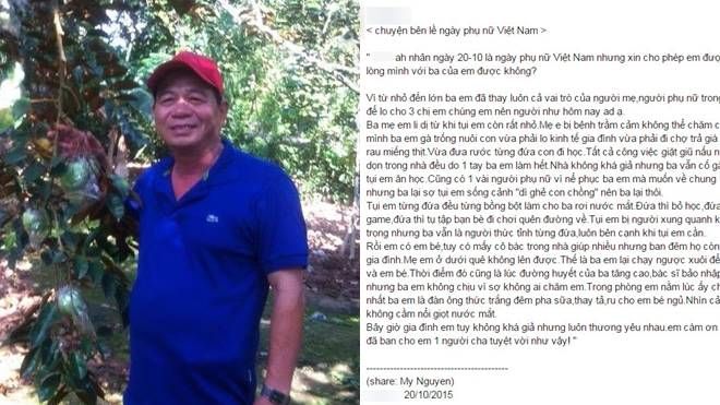 Nhân ngày 20/10, cô gái bày tỏ tình cảm với… cha