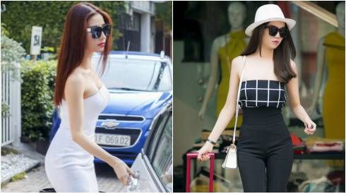 Ngọc Trinh, Diễm My 9x diện áo cúp ngực khoe vai trần gợi cảm