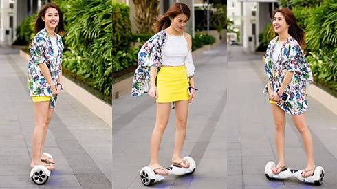 Ngọc Thảo 'lướt như bay' trên phố với xe điện 2 bánh cực chất