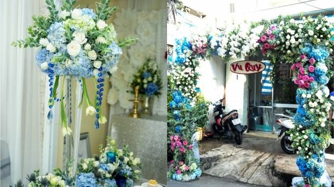 Ngắm không gian cưới ngập hoa trong lễ rước dâu Tú Vi