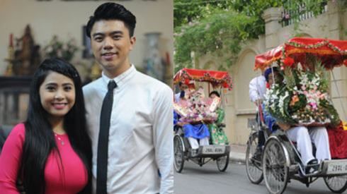 Hôn phu điển trai đi xích lô hỏi cưới ca nương Kiều Anh