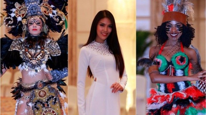 MW 2015: Lan Khuê diện áo dài trắng nổi bật giữa dàn thí sinh 'màu mè'