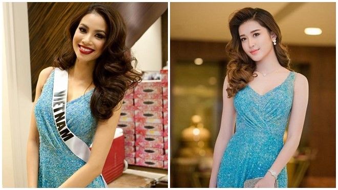 Phạm Hương đụng váy áo với Huyền My tại HHHV 2015