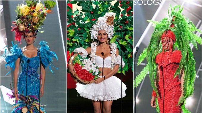 Hoa hậu các nước thi nhau mang hoa lá vào trang phục truyền thống