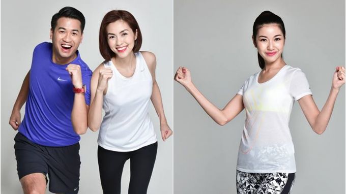 Hà Tăng cùng Thúy Vân chuẩn bị thể lực cùng tham gia chạy đua