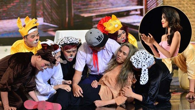 Lan Khuê khóc cười với màn tái diễn sự cố 'trao nhầm vương miện' của Huỳnh Lập