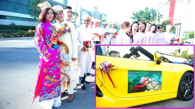 Vân Trang chơi 'nổi' in hình cưới lên hàng loạt siêu xe