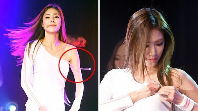 Kiều nữ Kpop tuột dây áo vì nhảy sung