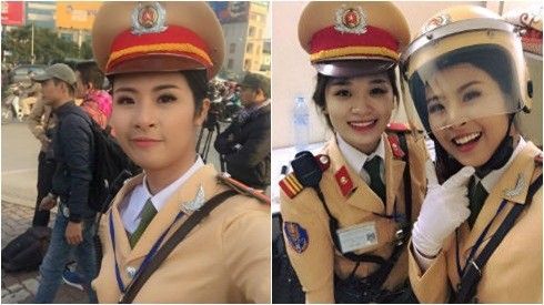 Hoa hậu Ngọc Hân đốn tim fan trong hình ảnh nữ CSGT