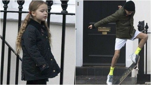 ‘Tiểu thư’ Harper hờ hững khi anh trai Romeo trổ tài trượt ván