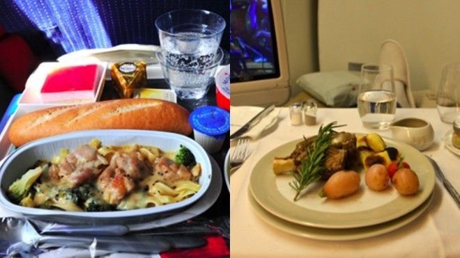 Khác biệt giữa suất ăn phổ thông và thương gia trên các hãng bay nổi tiếng