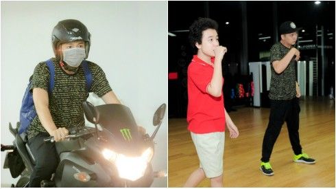 Ngô Kiến Huy lái môtô đi tập đêm cùng 'Doremon tóc xù' Hoàng Anh