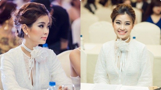 Á hậu Diễm Trang rạng rỡ diện đầm ren xuyên thấu dự sự kiện