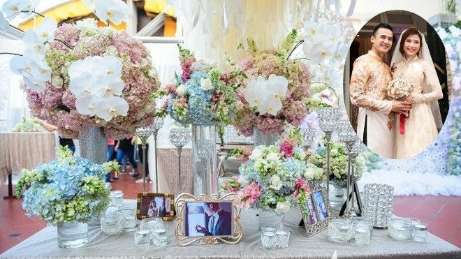 Không gian tiệc cưới tràn ngập sắc hoa cẩm tú cầu của Lương Thế Thành - Thúy Diễm