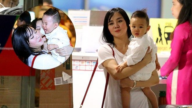Con trai Vy Oanh òa khóc khi vừa về Việt Nam