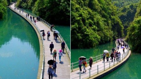 Ngỡ ngàng trước lối đi bộ giữa sông đẹp chưa từng thấy ở Trung Quốc