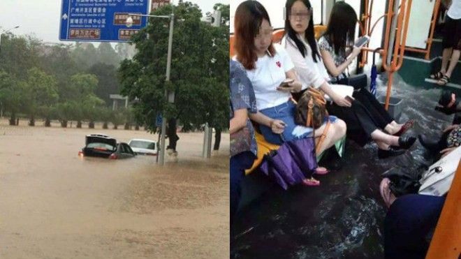 Quảng Châu 'đằm mình' trong trận lụt vì mưa bão dữ dội
