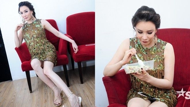 Ngắm Hồ Quỳnh Hương khoe chân dài, ăn vội vẫn xinh sau hậu trường XFactor