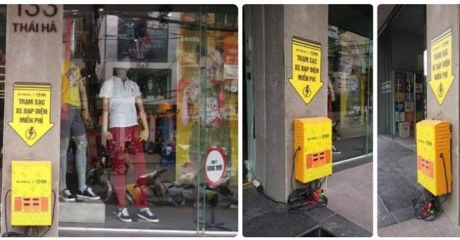 Trạm sạc xe đạp điện miễn phí dễ thương ở Hà Nội