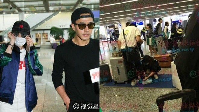 Dương Mịch được chồng đón tận sân bay, Lưu Thi Thi quỳ thấp chỉnh giày cho chồng