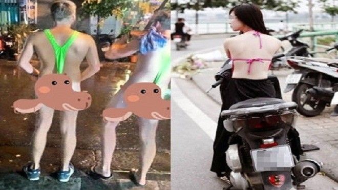 Trời đã nóng, nhìn cảnh gái Việt trai Tây mặc như không càng thêm hốt hoảng