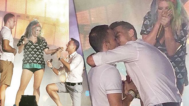 Kesha bí mật giúp fanboy cầu hôn bạn trai ngay trên sân khấu