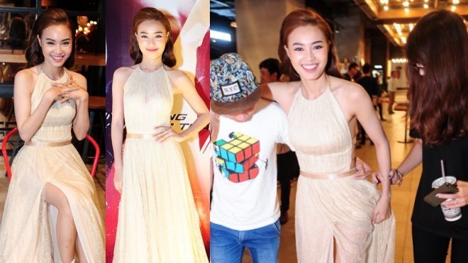 Ninh Dương Lan Ngọc bước đi nặng nhọc sau khi bị xe tải đâm trên phim trường