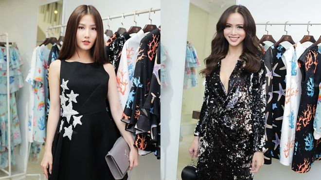 Diễm My, Vũ Ngọc Anh diện đầm cắt xẻ gợi cảm đến chúc mừng Adrian Anh Tuấn