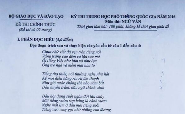 Thơ Lưu Quang Vũ vào đề thi môn Ngữ văn THPT Quốc gia 2016