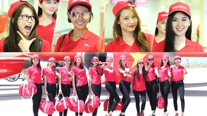 Nổi bật với sắc đỏ, thí sinh The Face làm 'náo loạn' sân bay trước giờ cất cánh