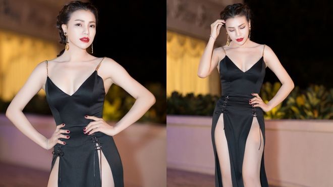 Trà Ngọc Hằng táo bạo diện váy xẻ quá hông 'bỏng mắt'
