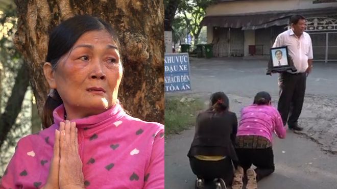 Mẹ Vũ Văn Tiến vái lạy cầu xin gia đình nạn nhân vụ thảm sát ở Bình Phước tha thứ