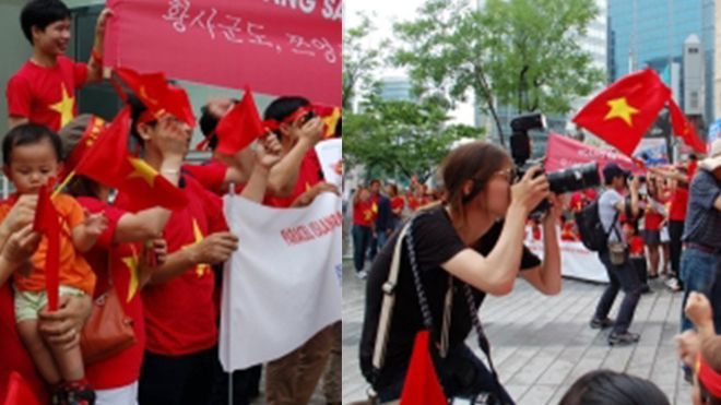 Người Việt 'nhuộm đỏ' Seoul, biểu tình phản đối TQ
