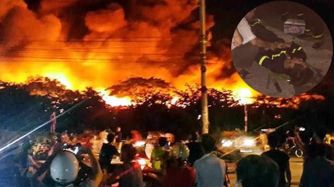 Hàng trăm cảnh sát chữa cháy xưởng sản xuất nến