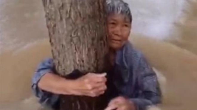 Titanic phiên bản đời thực: Cụ ông buộc vợ vào thân cây, mặc cho bản thân bị nước lũ cuốn trôi