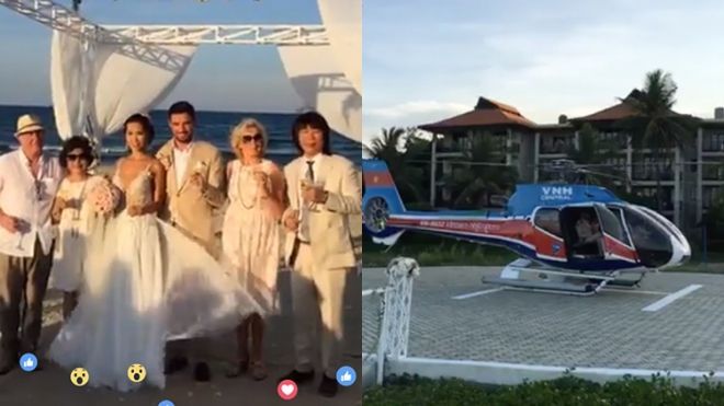 Siêu mẫu Hà Anh đi trực thăng, tổ chức đám cưới siêu lãng mạn ngoài bãi biển