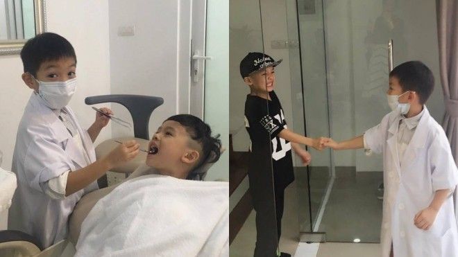Thích thú khoảnh khắc Subeo làm bác sĩ nha khoa khám răng cho con trai Quế Vân