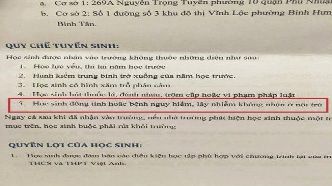 TP.HCM: Bức xúc vì trường không nhận học sinh đồng tính
