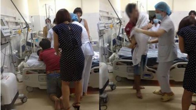 Bố khóc ôm con trai tử vong vì hóc hạt nhãn