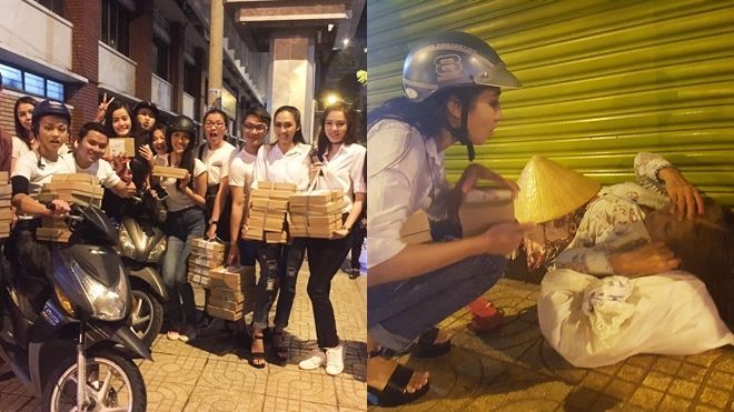Nửa đêm, team Lan Khuê hào hứng phát bánh Trung thu cho người nghèo khắp Sài Gòn