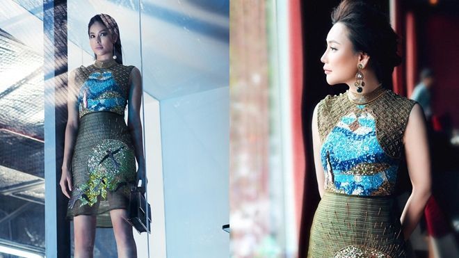 Hoa hậu Phạm Hương lại đụng hàng Hồ Quỳnh Hương trong thiết kế của Tùng Vũ