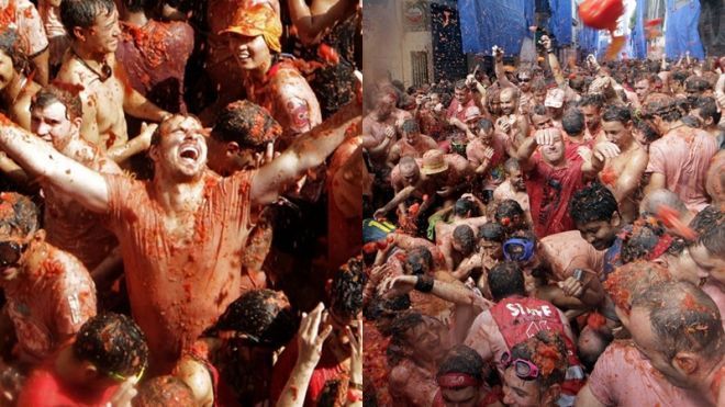 Lễ hội giẫm đạp 160 tấn cà chua ở Tây Ban Nha