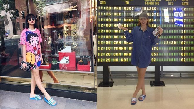 Chăm diện dép lê, Quỳnh Mai đón đầu xu hướng của tín đồ thời trang thế giới